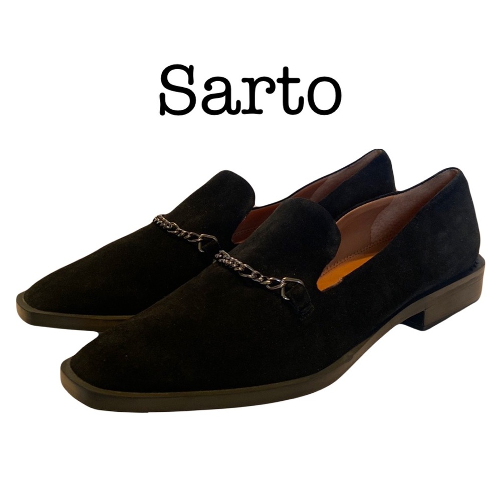 Sarto Black Suede Leather Loafers Size 7